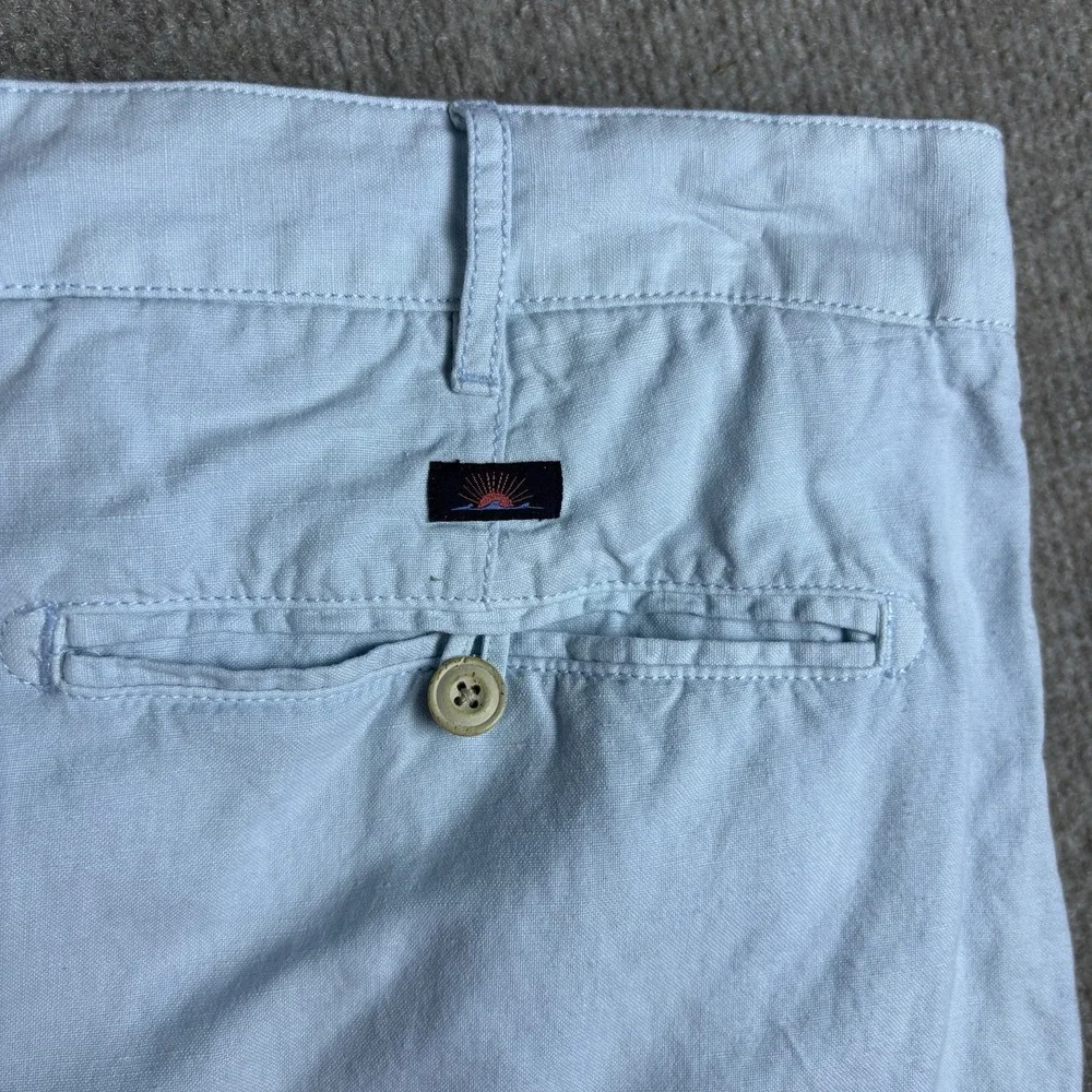 Faherty Brand Men's Light Blue Linen Blend Chino Shorts Size 36 Casual Beach